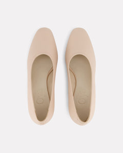 Oya Culford heel, a light blush pink women's low heel made in extended or large shoe sizes.