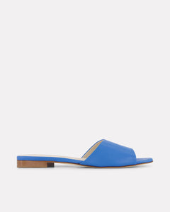 Oya Layla blue slide low heel perfect summer shoe for plus or extended sizes.