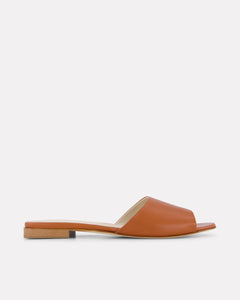 Nappa leather summer slide in coco, low heel women's shoe for extended or plus sizes.